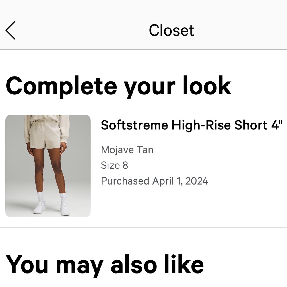 Lululemon softstreme high rise 4” shorts